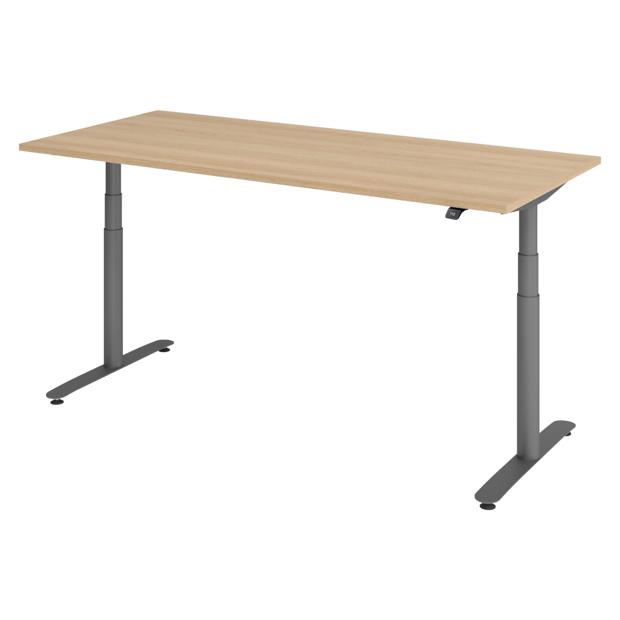SCHREIBTISCH elektrisch Bluetooth & App XDLR 180/80/72 cm in Eichefarben/Graphitfarben - Eichefarben/Graphitfarben, Holzwerkstoff (180/80/72cm) - bümö
