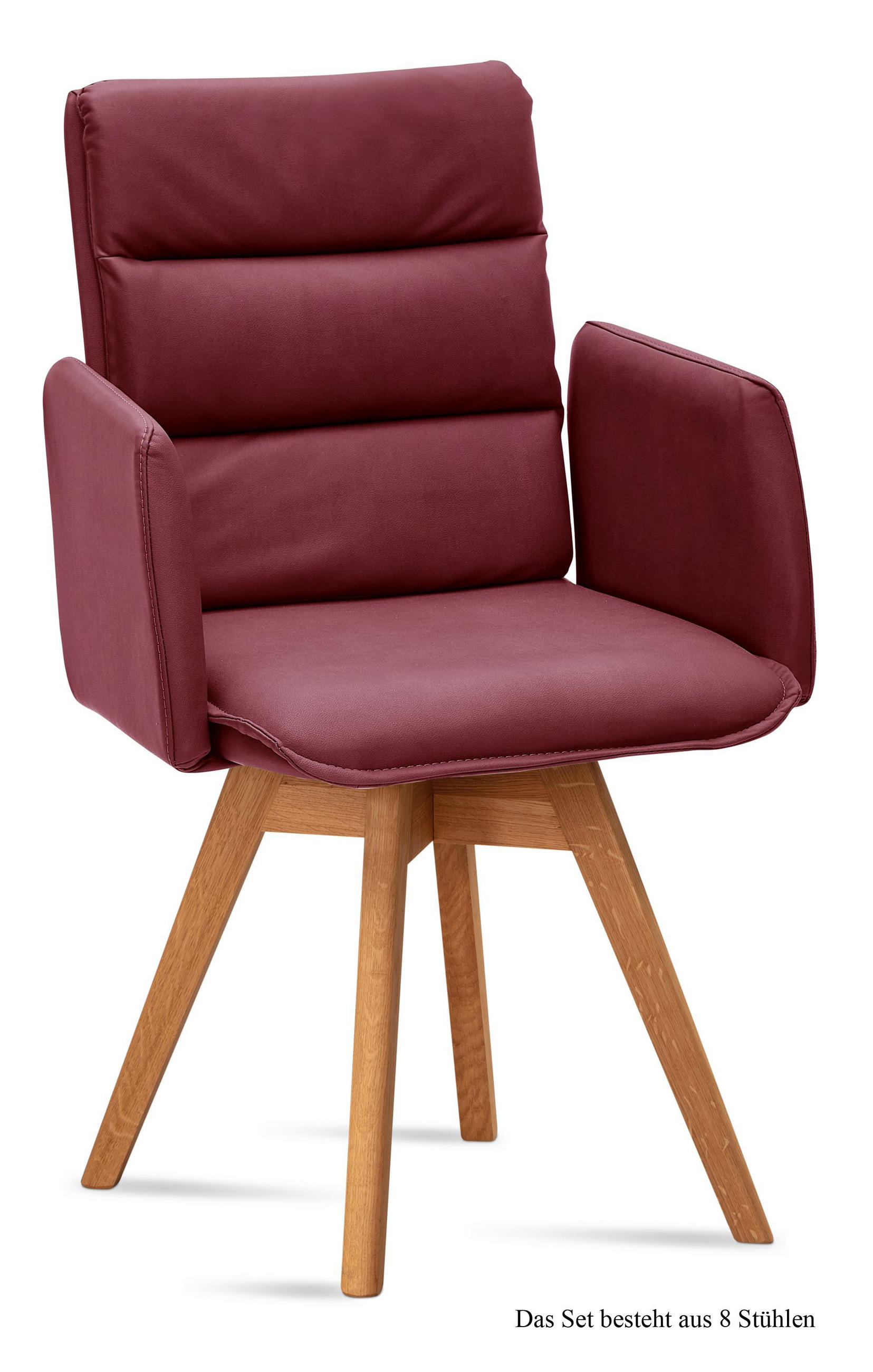 ARMLEHNSTUHL drehbar (8er-Set) Dorri 52x92x60 Eiche geölt/Marsala - Eichefarben/Brombeere, Kunststoff (60/92/52cm) - 58aufmkessel