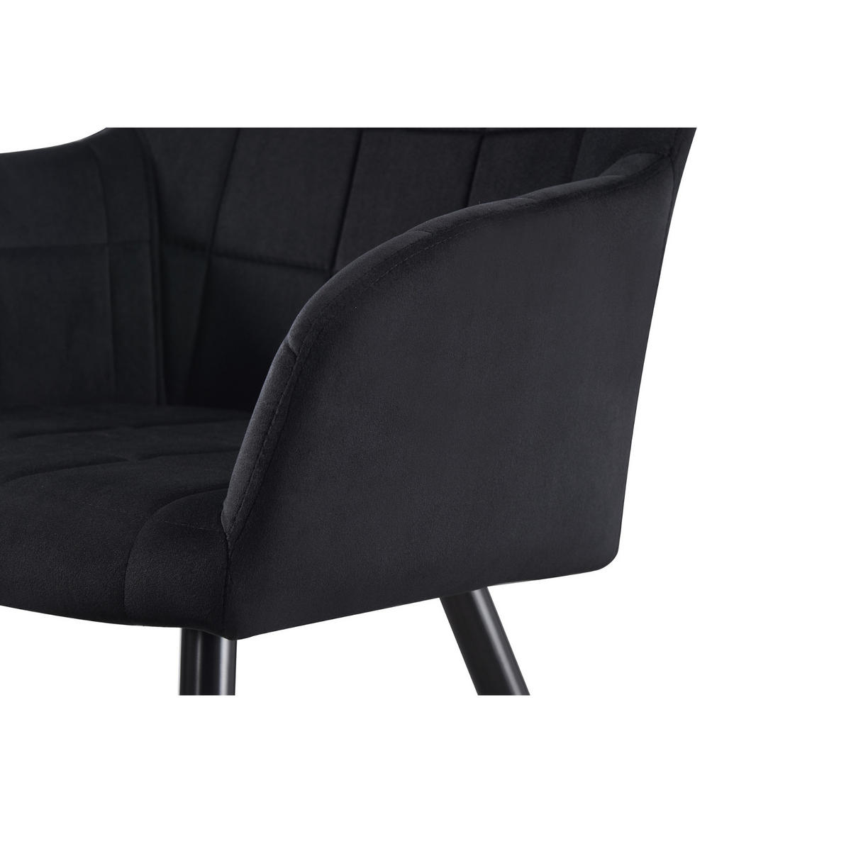 ESSZIMMERSTUHL Samt 6-teilig Schwarz - Schwarz, Metall (55/82/59cm) - Life Interiors
