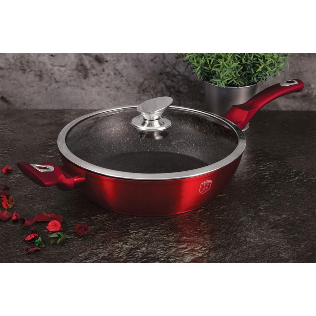 PFANNE Rot 28/28/7.5 cm BH1260 - Rot, Metall (28cm) - Berlinger Haus