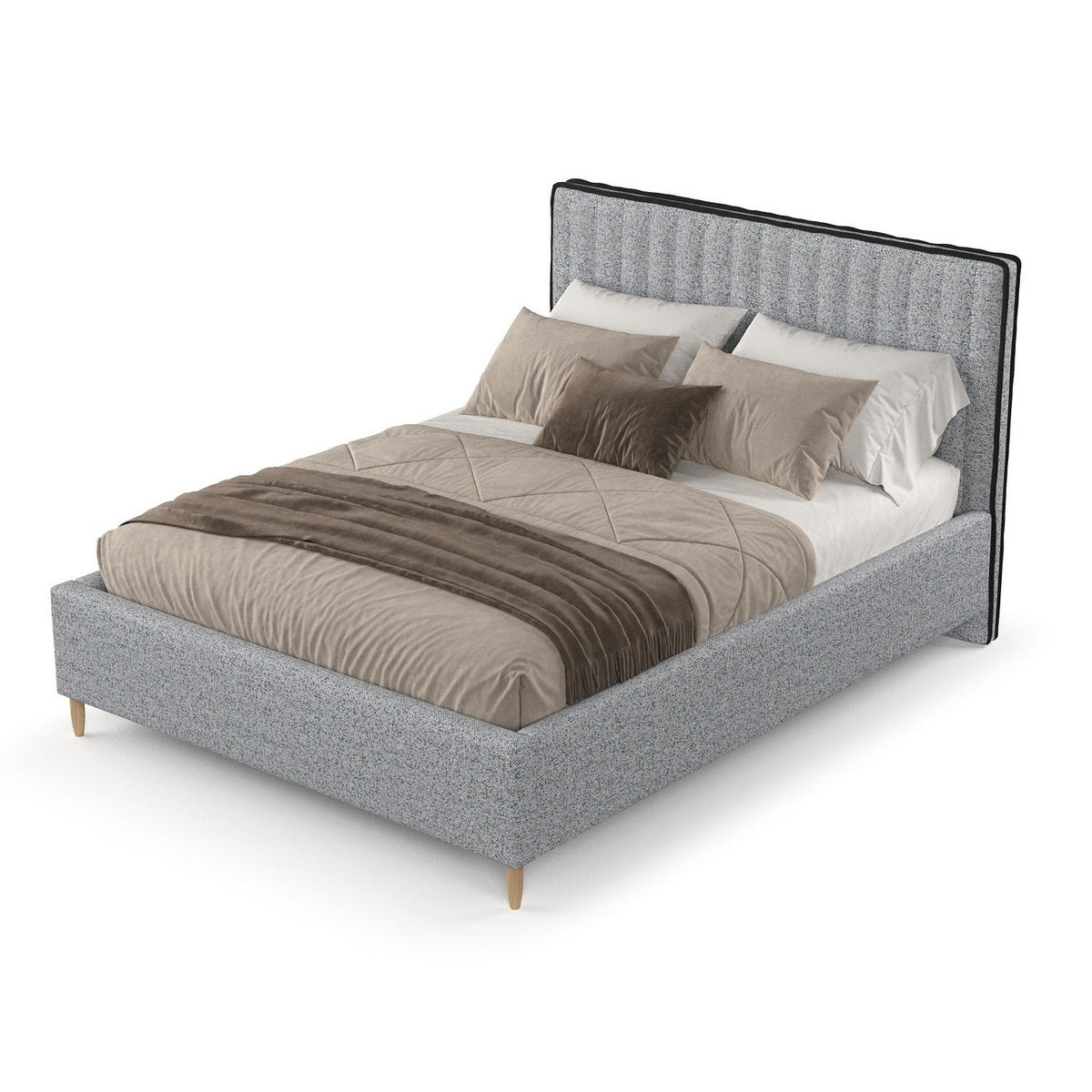 POLSTERBETT Aria 160/200 cm Grau im Riva Stoff - Naturfarben/Grau, Holz/Holzwerkstoff (160/200cm) - AltaBeds