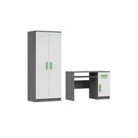 KINDERZIMMER-SET INGE IV 2-teilig in Weiß+Grau/Grün - Weiß/Grau, Holzwerkstoff (190/192/50cm) - Deine Möbel 24