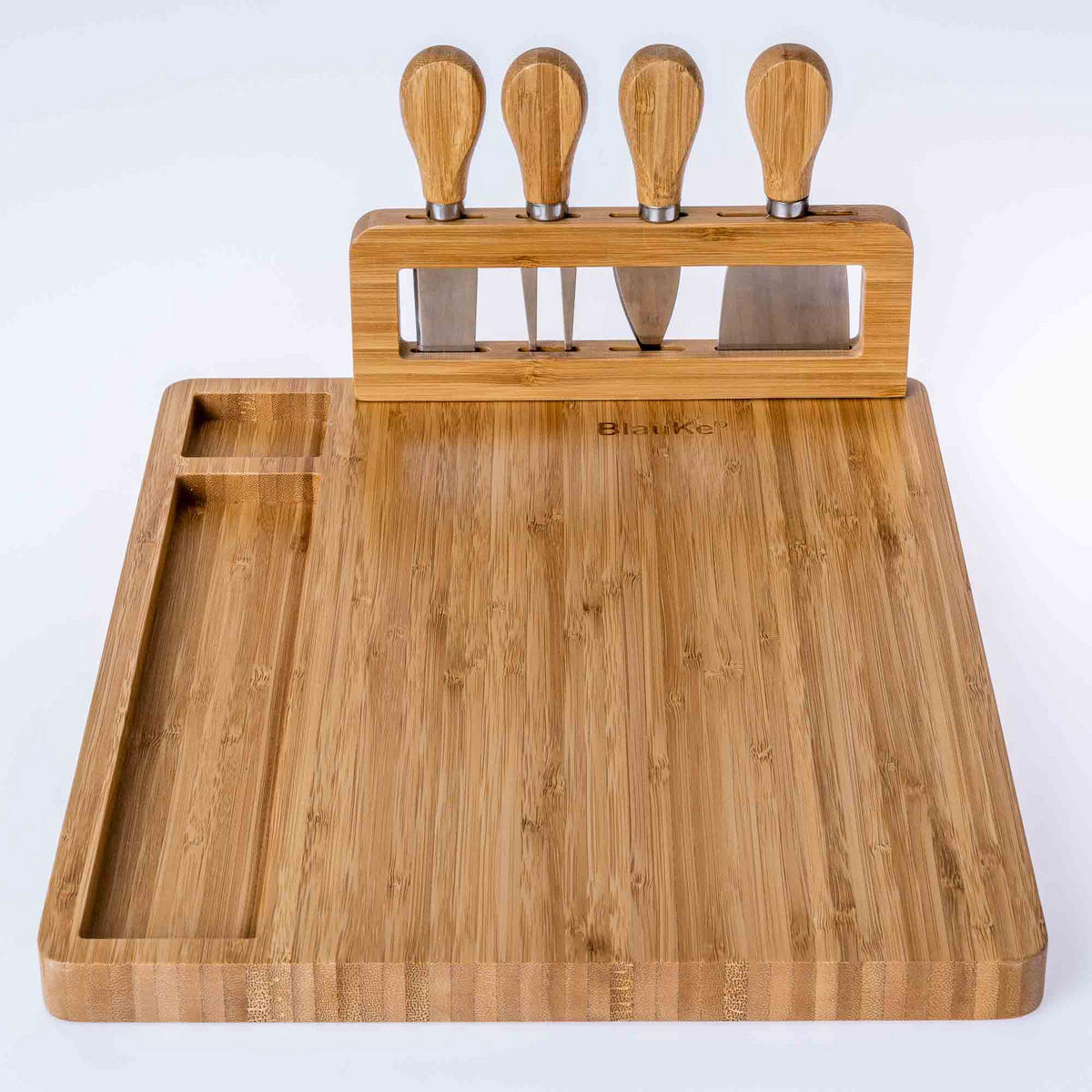 KÄSEBRETT mit Käsemesser Set (35x28cm) - Beige, Holz (28/35.5cm) - BlauKe
