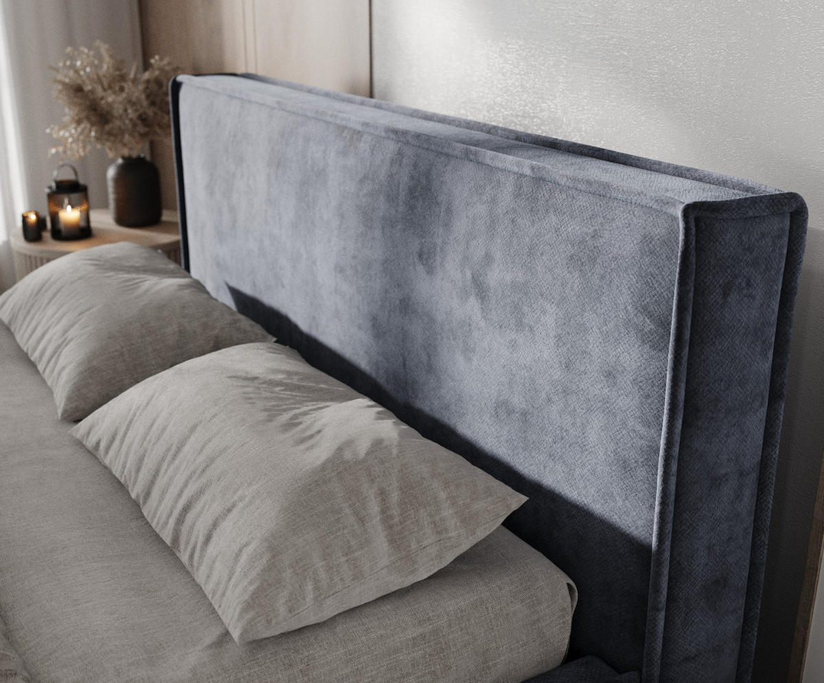 POLSTERBETT Sato mit Stauraum 140/200 cm Dunkelblau im Terra NW Stoff - Blaugrau/Schwarz, Holz/Holzwerkstoff (140/200cm) - AltaBeds