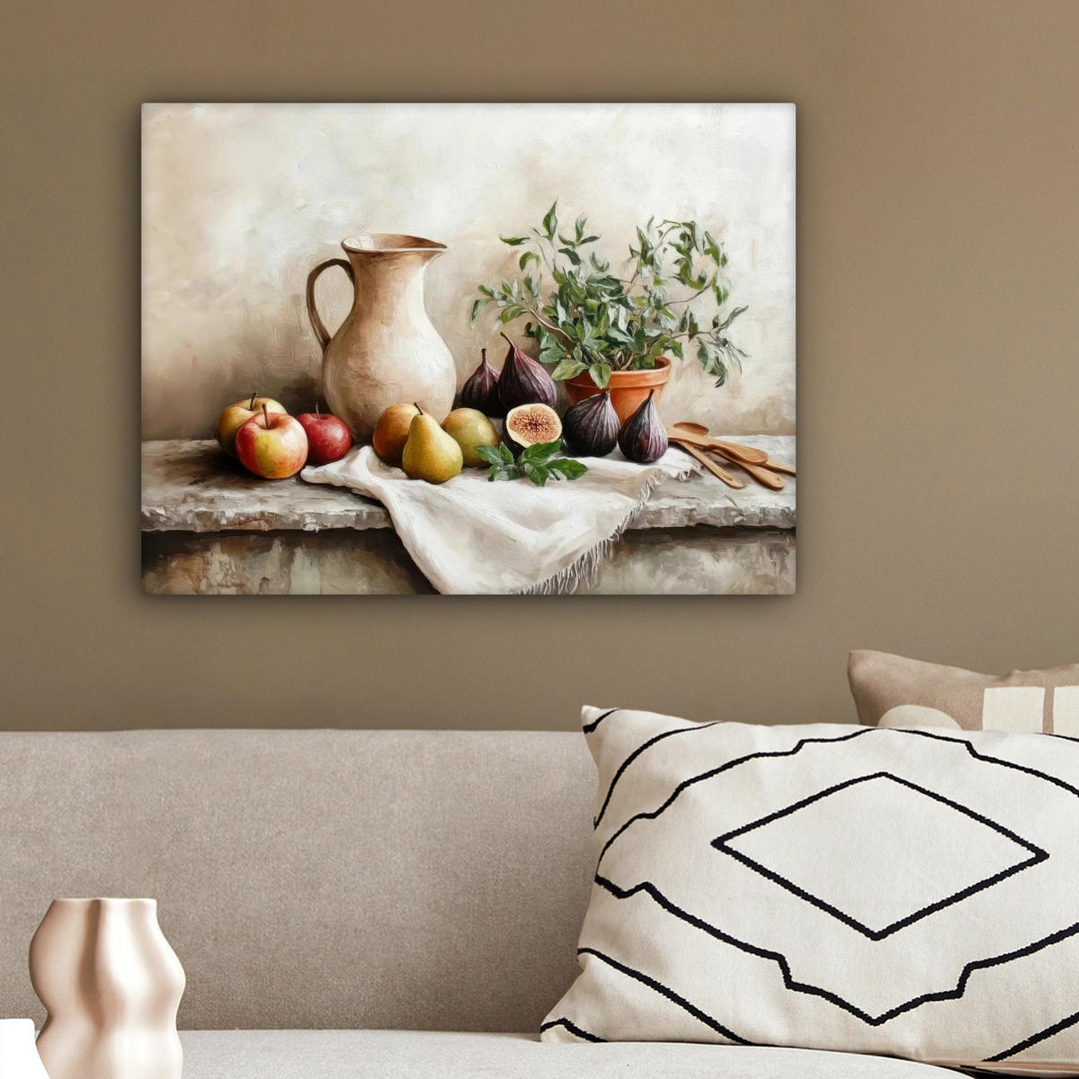 LEINWANDBILD Obst - Kräuter - Ländlich 40x30 cm - Naturfarben, Textil (40/30cm) - MuchoWow