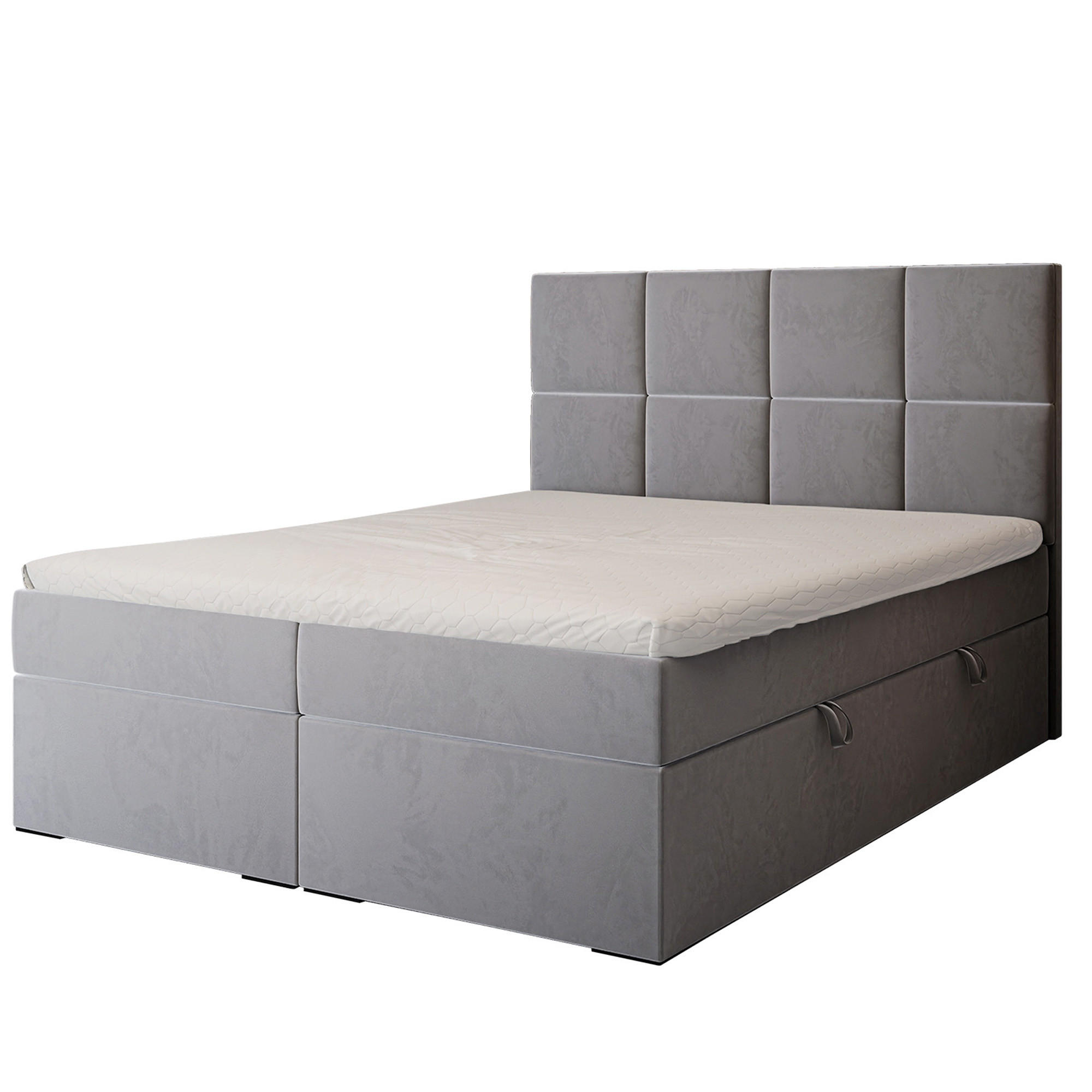 BOXBETT 120x200 cm mit Topper - Hellgrau, Textil (200/200cm) - Idohome