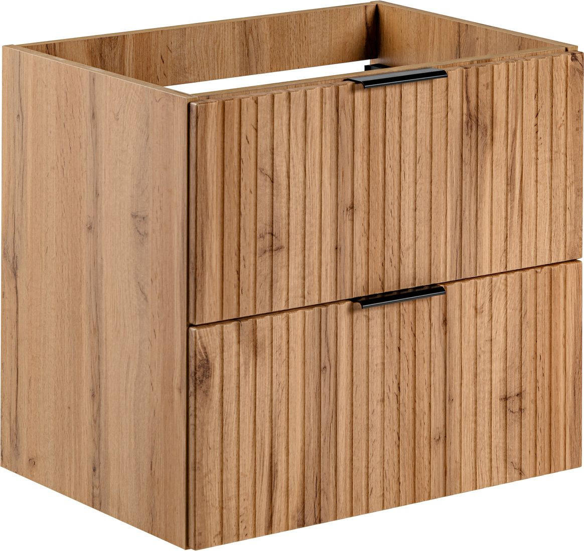 WASCHBECKENUNTERSCHRANK Niva hängend mit Rillenfronten in Eiche Braun, 60/57/46 cm - Eiche Wotan/Multicolor, Holzwerkstoff/Kunststoff (60/57/46cm) - WFL GROUP