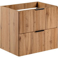 WASCHBECKENUNTERSCHRANK Niva hängend mit Rillenfronten in Eiche Braun, 60/57/46 cm - Eiche Wotan/Multicolor, Holzwerkstoff/Kunststoff (60/57/46cm) - WFL GROUP