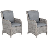 GARTENSESSEL 2er-Set PE Rattan grau Cascais - Grau, Kunststoff (60/96/73cm) - Beliani