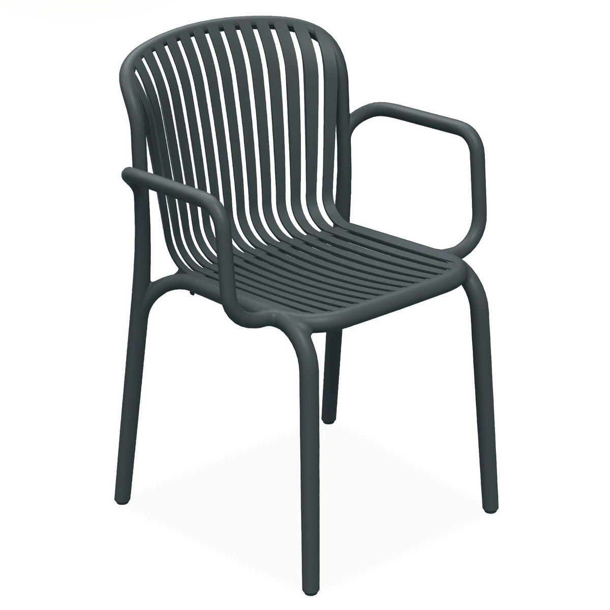 GARTENSTUHL FICCARI 4-er Set, Anthrazit - Anthrazit, Kunststoff (57.5/82.5/53cm) - KONSIMO®