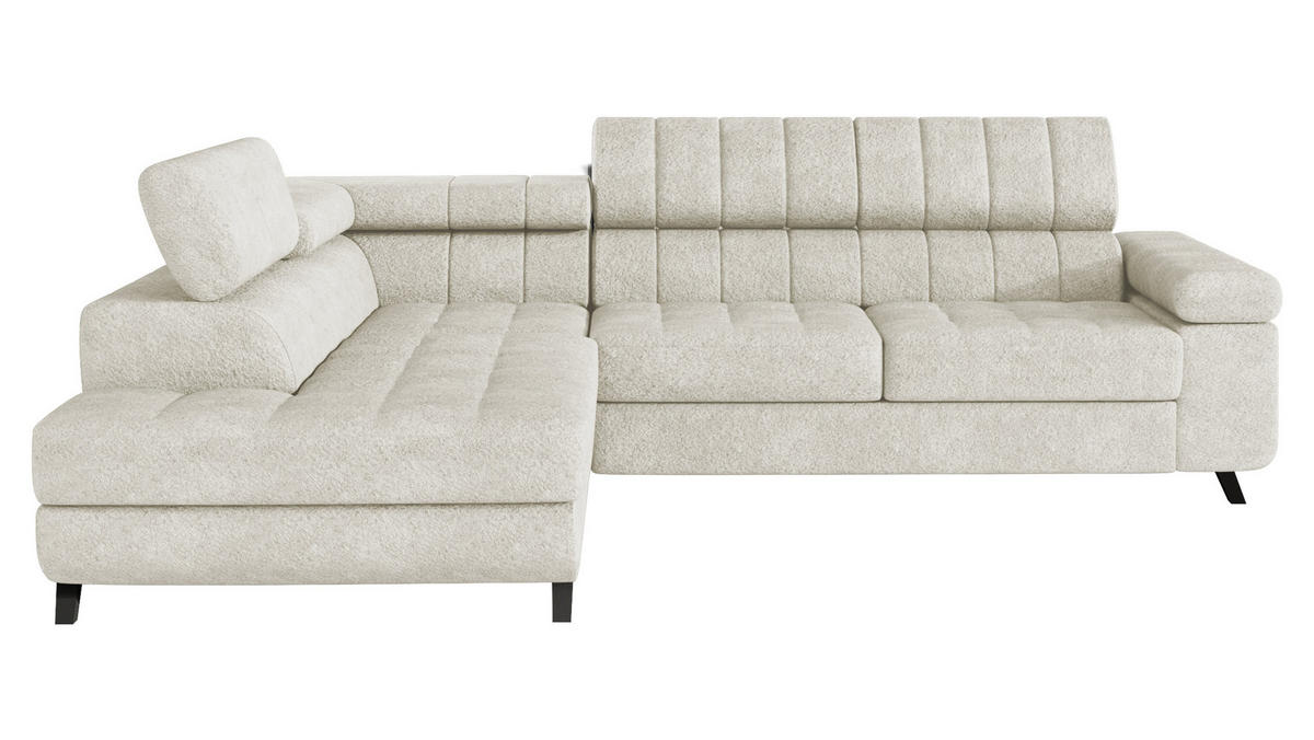 ECKSOFA Nord, Seite: Links - Ecru/Schwarz, Holz/Textil (264/203cm) - MIRJAN24