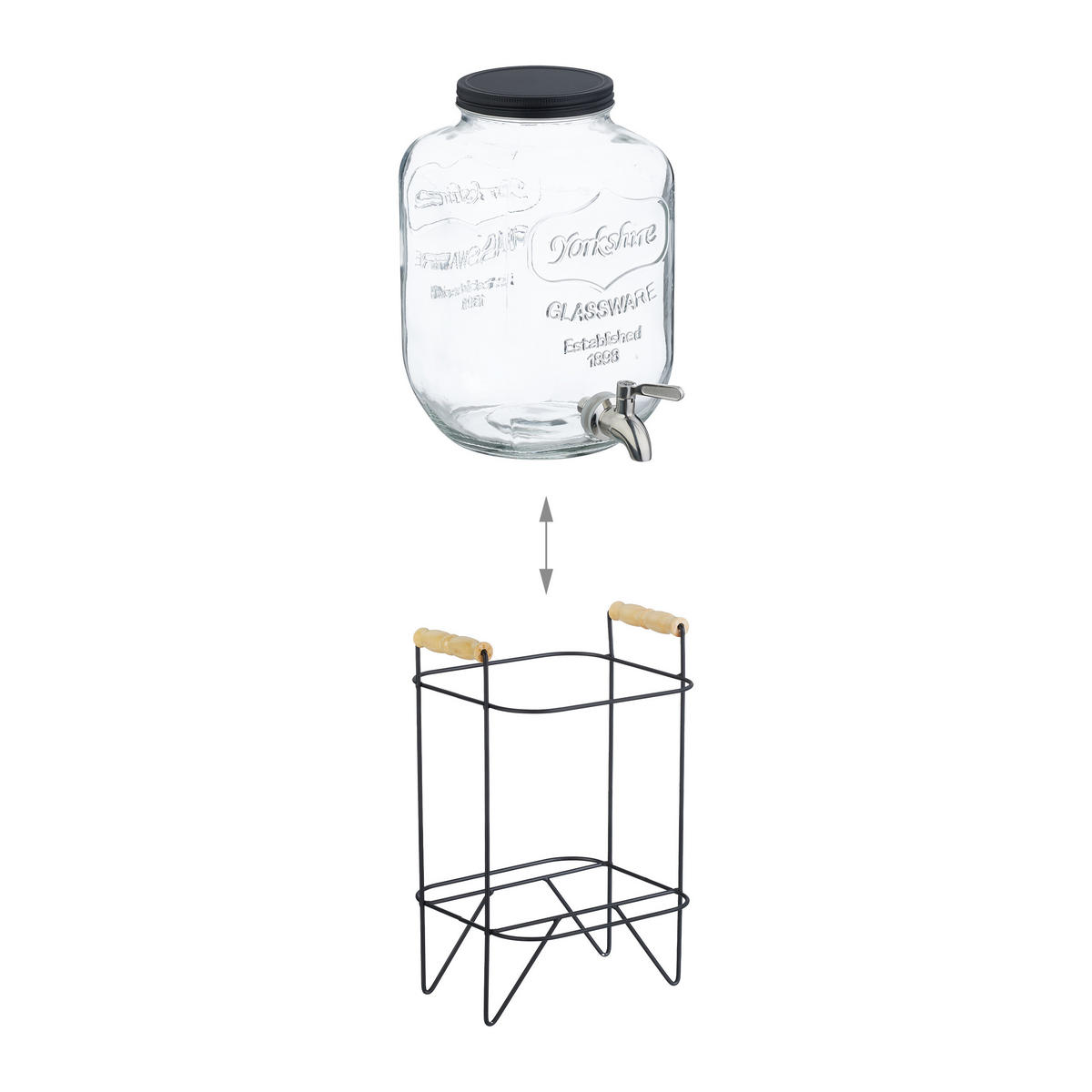 GETRÄNKESPENDER - Transparent, Glas/Metall (5L) - Relaxdays