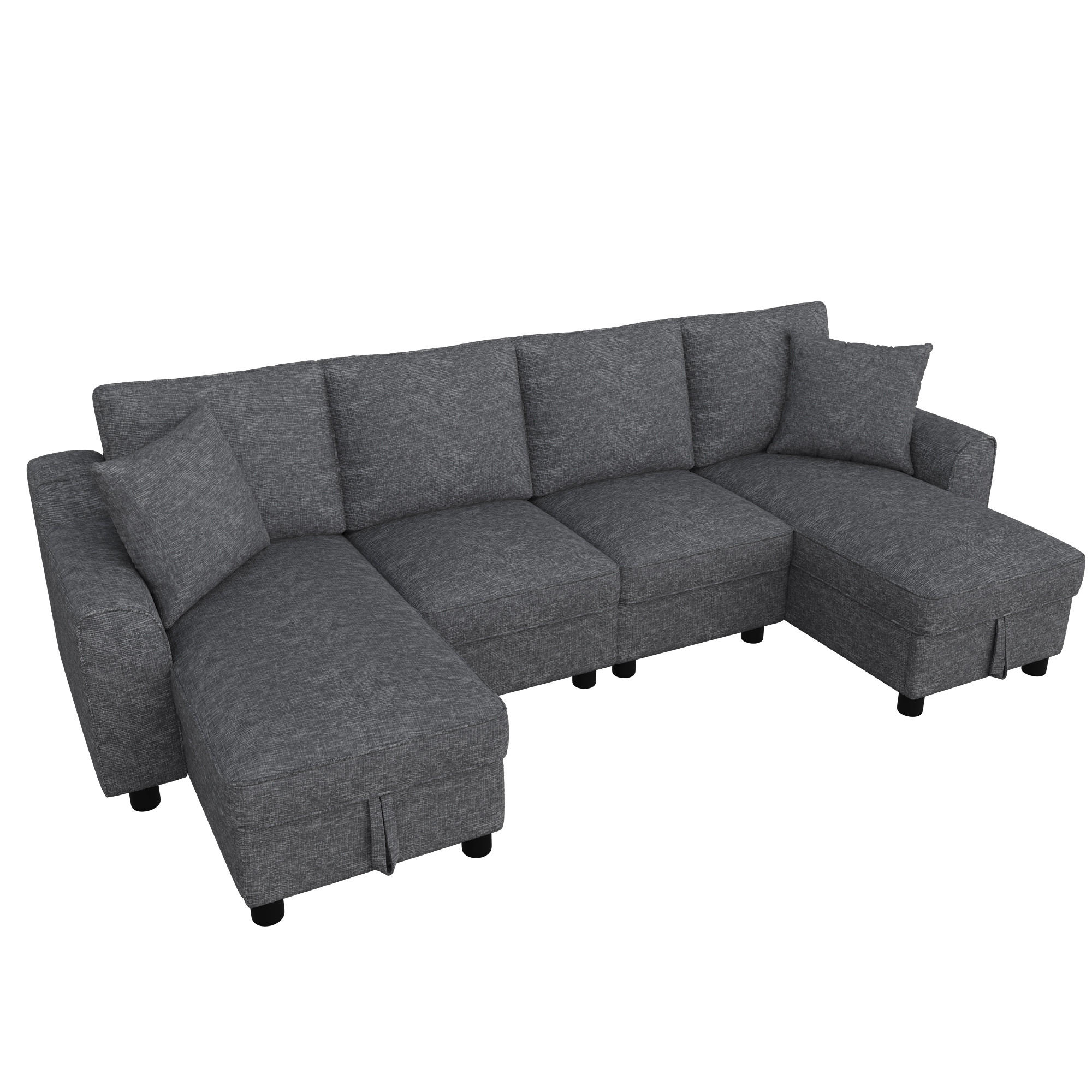 WOHNLANDSCHAFT 280/137/84 cm Grau mit 2 Chaiselongues als Ecksofa und aufklappbarem Stauraum - Grau, Textil (137/84/280cm) - Oxeza