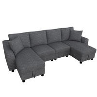 WOHNLANDSCHAFT 280/137/84 cm Grau mit 2 Chaiselongues als Ecksofa und aufklappbarem Stauraum - Grau, Textil (137/84/280cm) - Oxeza