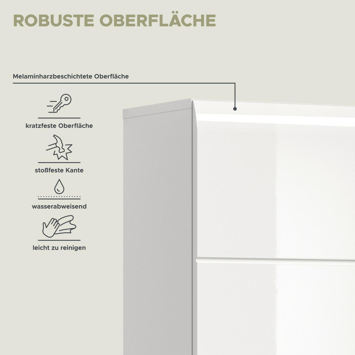 HOCHSCHRANK Alba (B/H/T: ca. 30/185/30 cm) in Weiß/weiß hochglanz - Weiß, Holzwerkstoff (30/185/30cm)