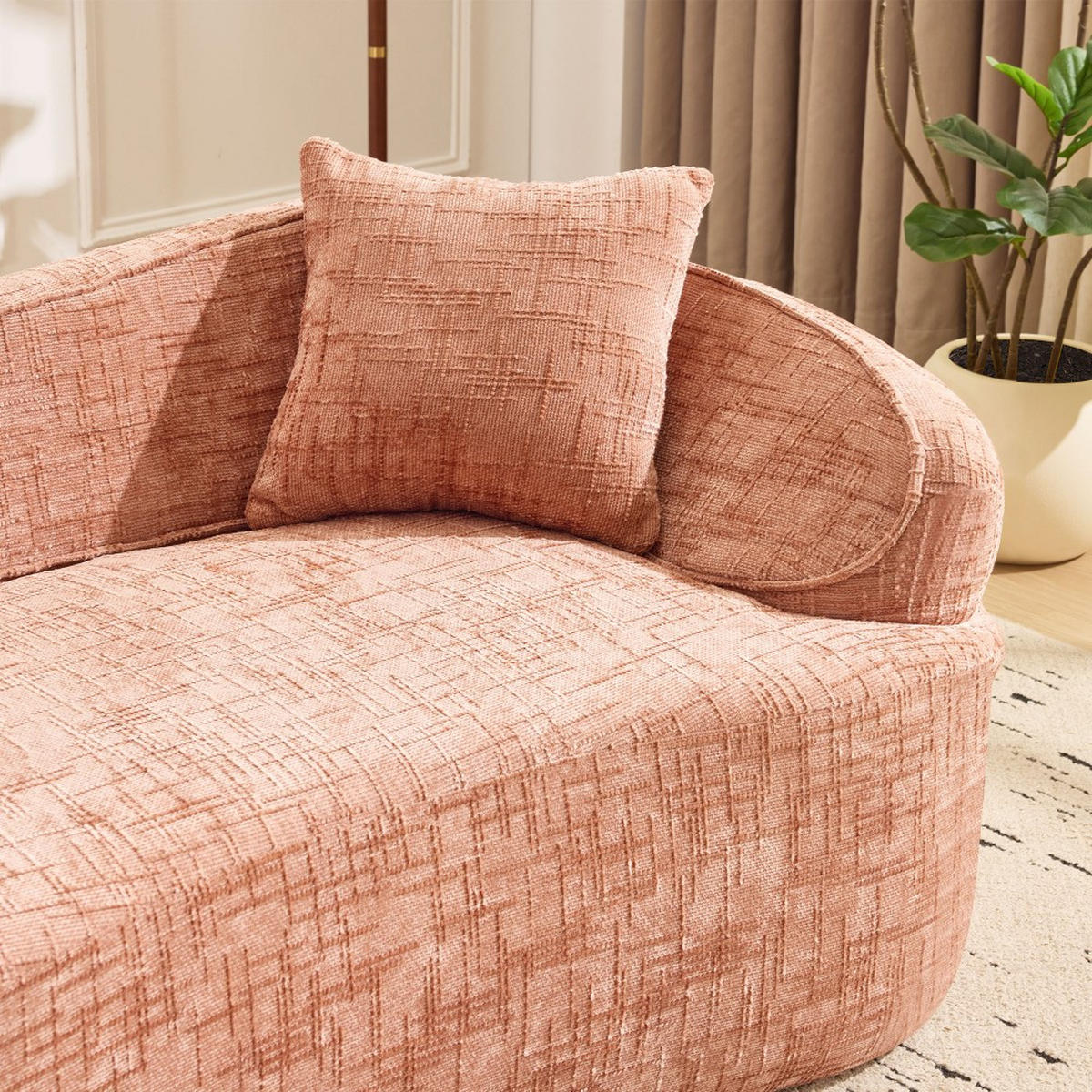 2-SITZER-SOFA, Keine Montage erforderlich, mit Kissen, Rosa - Pink, Textil (91/70/170cm) - KOMHTOM