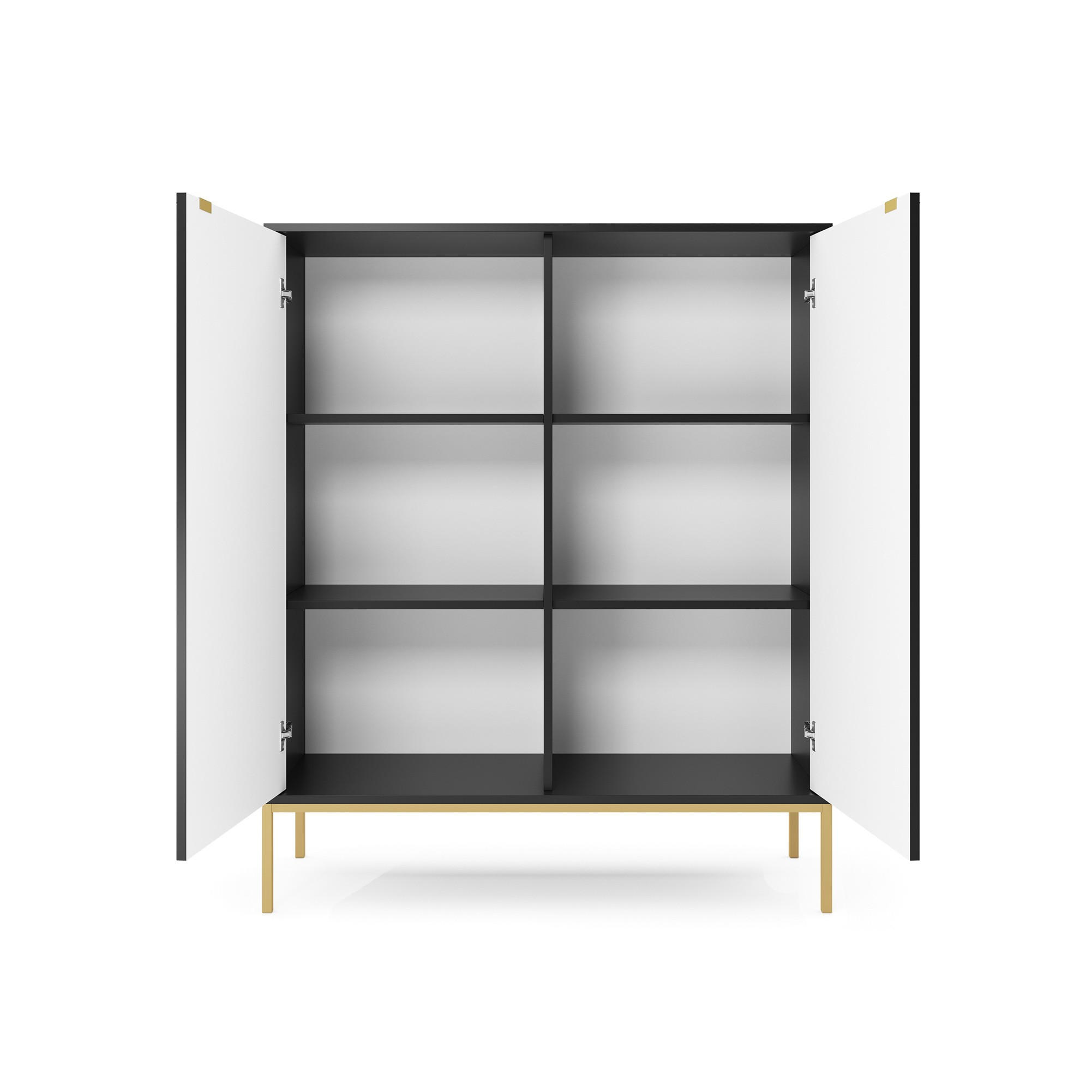 HIGHBOARD Nova Schwarz, Golden Beine - Goldfarben/Schwarz, Holzwerkstoff/Metall (104/125/39cm) - Bettso