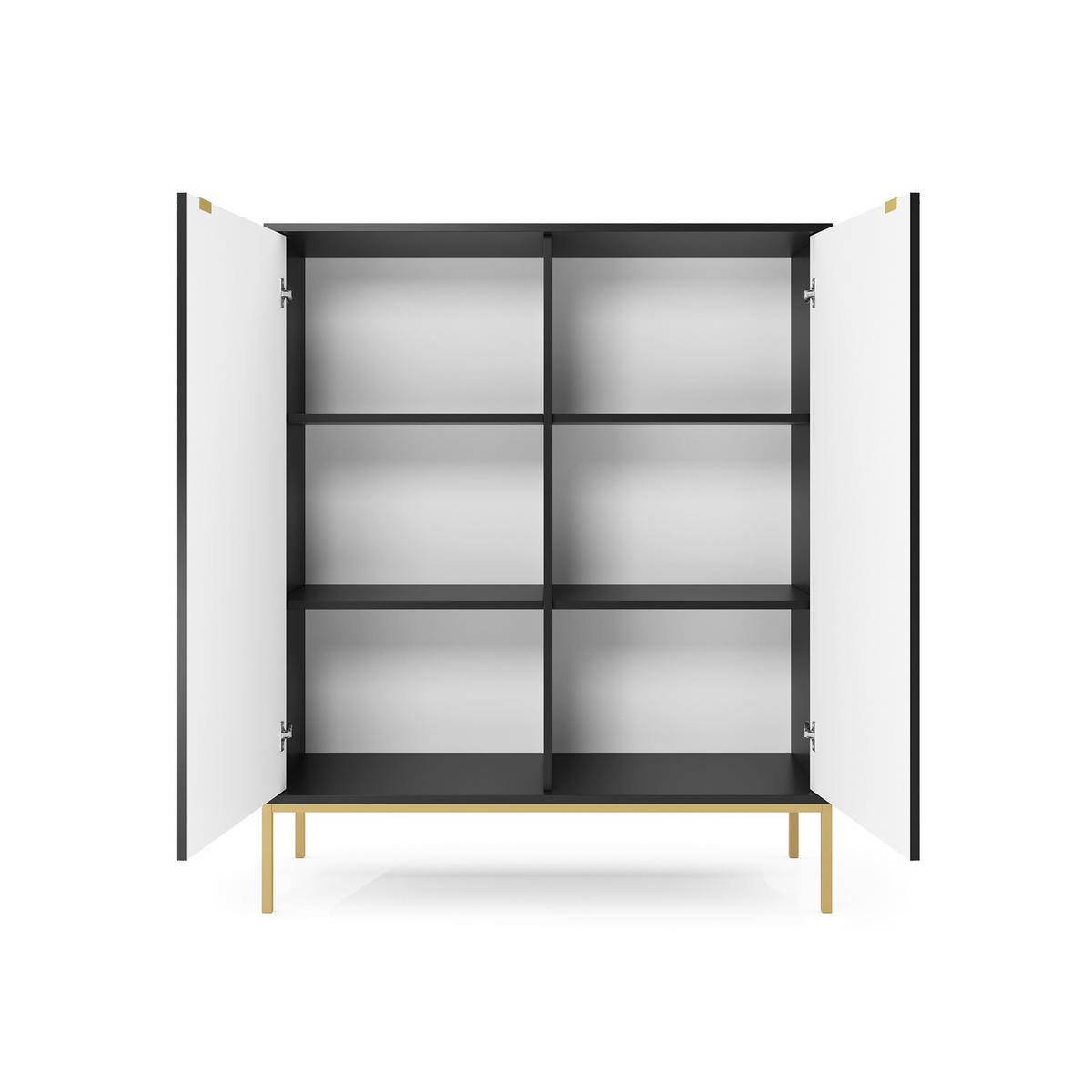 HIGHBOARD Nova Schwarz, Golden Beine - Goldfarben/Schwarz, Holzwerkstoff/Metall (104/125/39cm) - Bettso