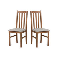 STUHL 2er Set BOS 10, hell nussbaum - Hellbraun/Cappuccino, Holz (43/94/40cm) - Leaf Design