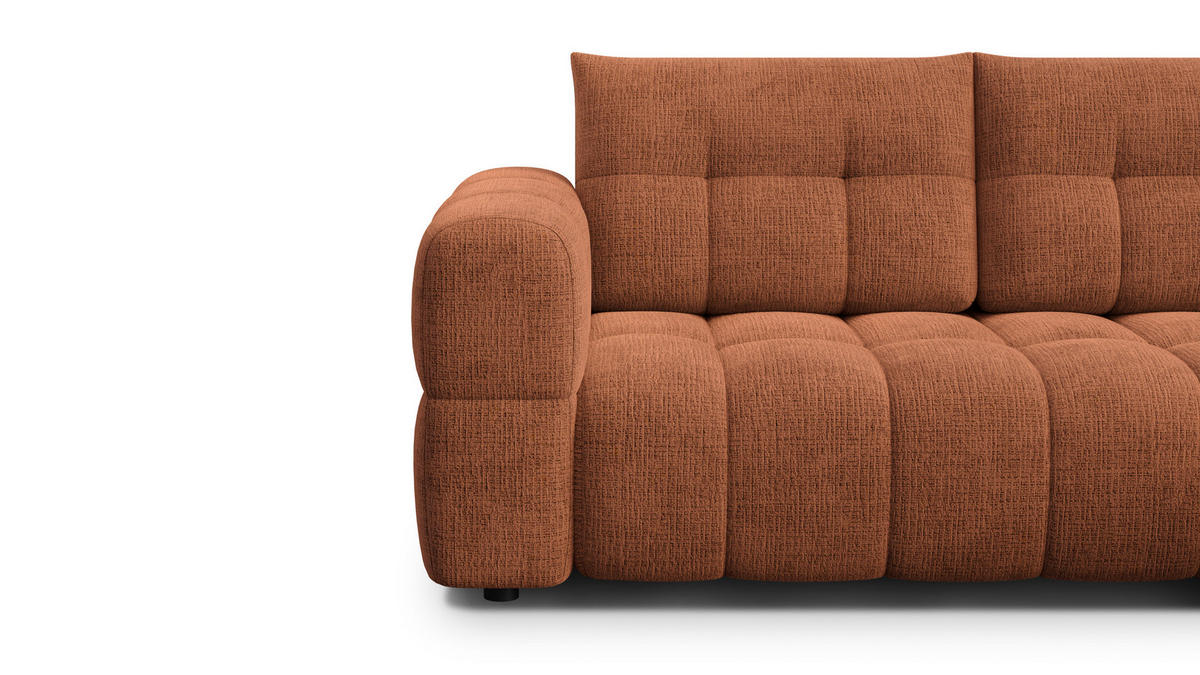 ECKSOFA CLOUDI 4-Sitzer rechts, rostrot - Schwarz/Orange, Holz/Textil (294/160cm) - Courtois Laville
