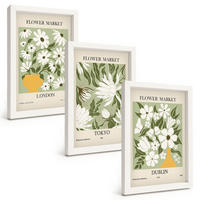 BILDER SET 3er Set - 20x30 cm Weißer Rahmen - Blumenmuster London Tokio Dublin - Weiß, Kunststoff (20/30cm) - TULUP