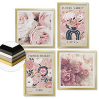 WANDBILDER 4er Set - 50x50 cm & 40x60 cm Goldrahmen - Blumenmotive Rosen Paris - Goldfarben, Kunststoff (50/50cm) - ArtPrintCave