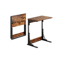 BEISTELLTISCH 37/60/71 cm klappbar mit verstellbaren Füßen und C-Form, platzsparend, Rustikalbraun - Braun, Holzwerkstoff (60/37/71cm) - Redom