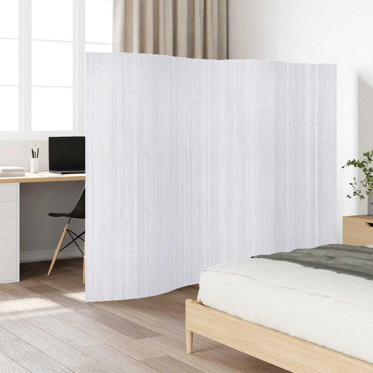 RAUMTEILER Bambus Weiss Breite 250 Cm Höhe 165 Cm - Weiß, Holz (165/250/0.3cm) - vidaXL