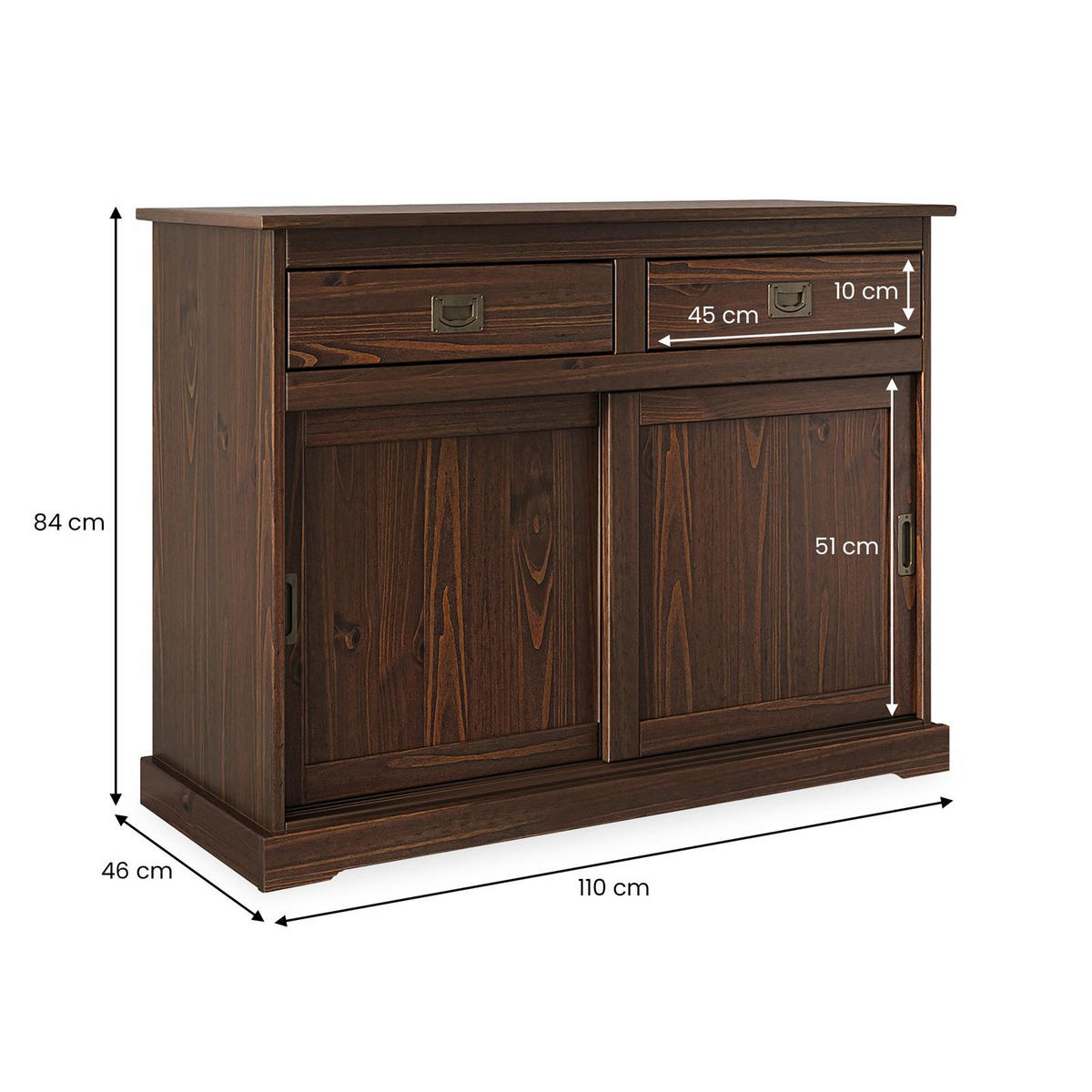 KOMMODE SAVONA nussbaum - Nussbaumfarben, Holz (110/84/46cm) - IDIMEX