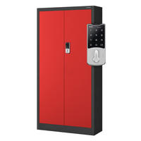 BÜROSCHRANK mit Zahlenschloss DANIEL 185x90x40 cm - Anthrazit/Rot, Metall (90/185/40cm) - Jan Nowak
