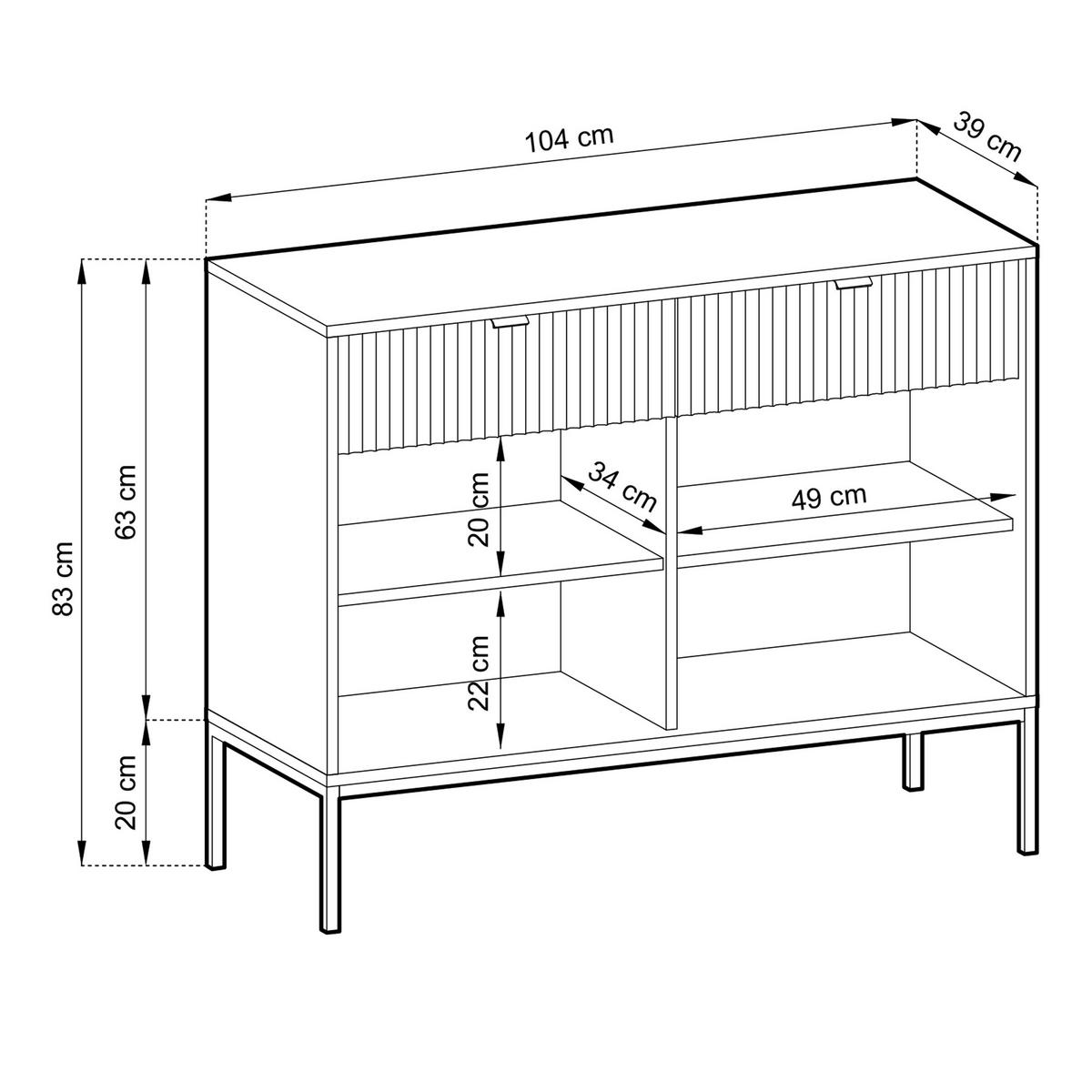 KOMMODE STELLARE 104/83/39 cm mit 2 Schubladen 2 Türen Schwarz - Goldfarben/Schwarz, Holzwerkstoff (104/83/39cm) - MASSENO