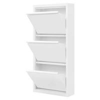 SCHUHSCHRANK schmal 50 x 106 x 15 cm Metall Weiß - Weiß, Metall (15/106/50.1cm) - Beauniv