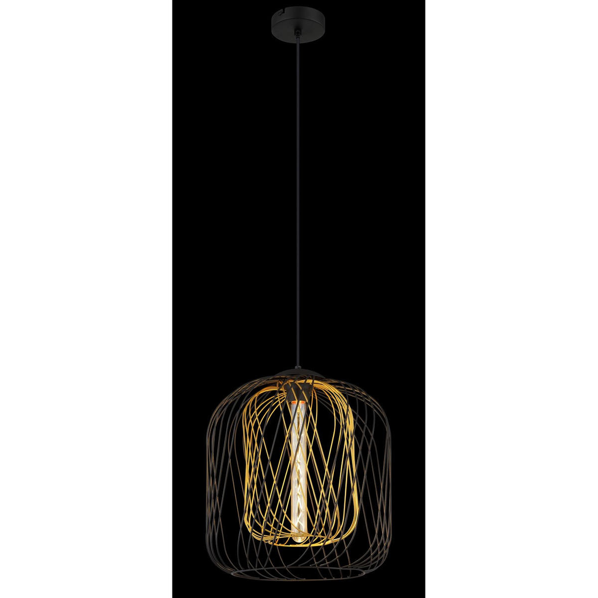 PENDELLEUCHTE DICHTI, Metall, Schwarz, Metallgeflecht - Schwarz, Metall (35/35/150cm) - Globo Lighting