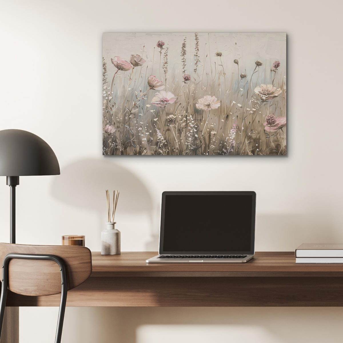 AKUSTIKBILD Blumen - Rosa - Modern - Beige Wanddeko 70x50 cm - Beige, Kunststoff (70/50/0.9cm) - MuchoWow