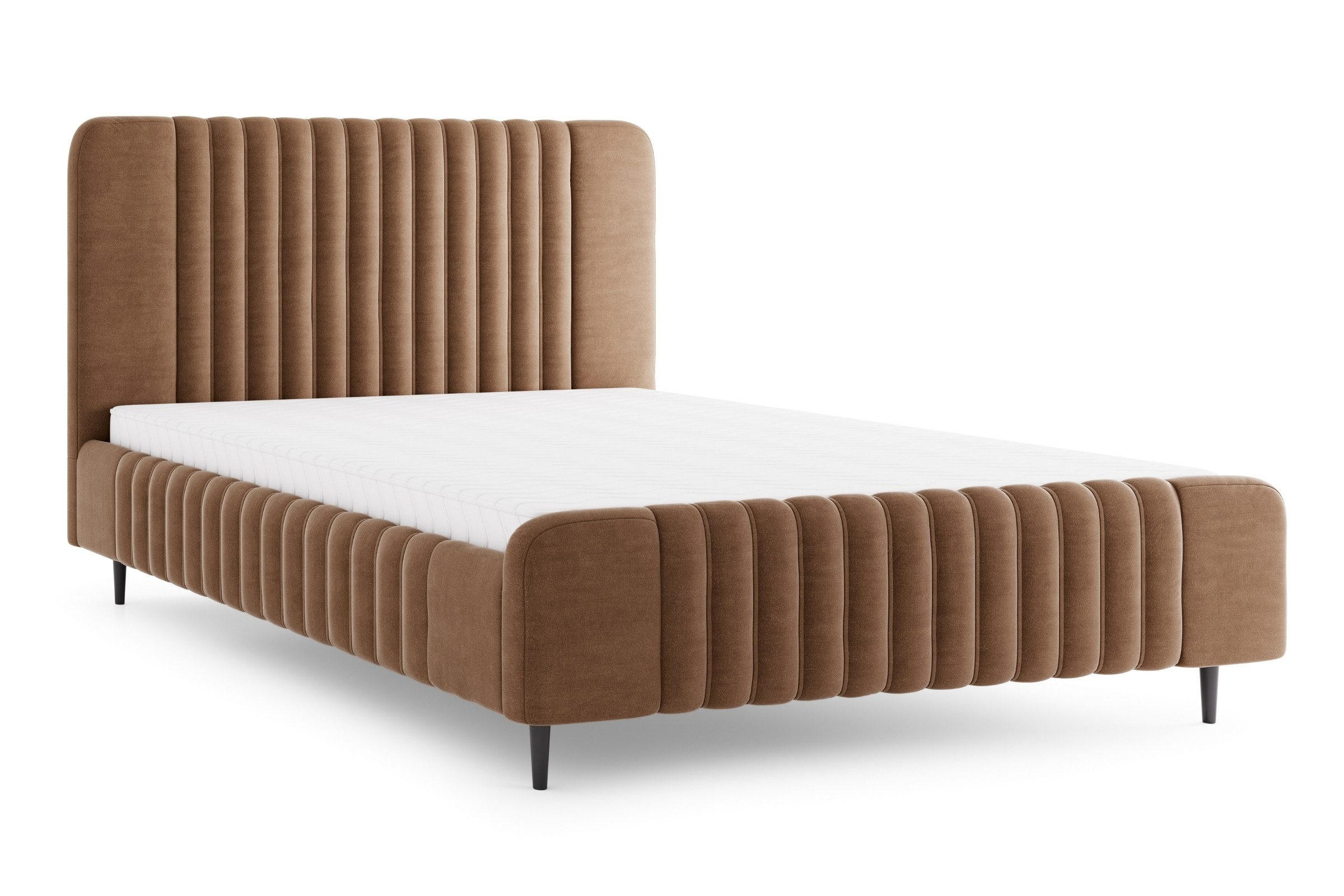 POLSTERBETT AURO 11 160/200 cm in Velours Braun - Braun, Holzwerkstoff (160/200cm) - Deine Möbel 24