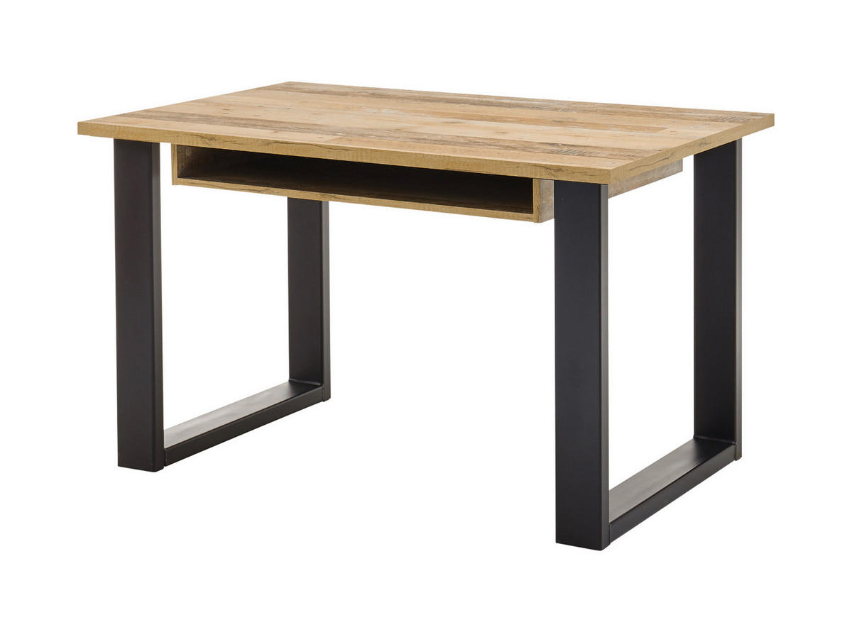 SCHREIBTISCH-SET mit Rollcontainer, Used Wood hell, anthrazit - Eichefarben/Anthrazit, Holzwerkstoff/Metall (60/165/76cm) - Furn.Design