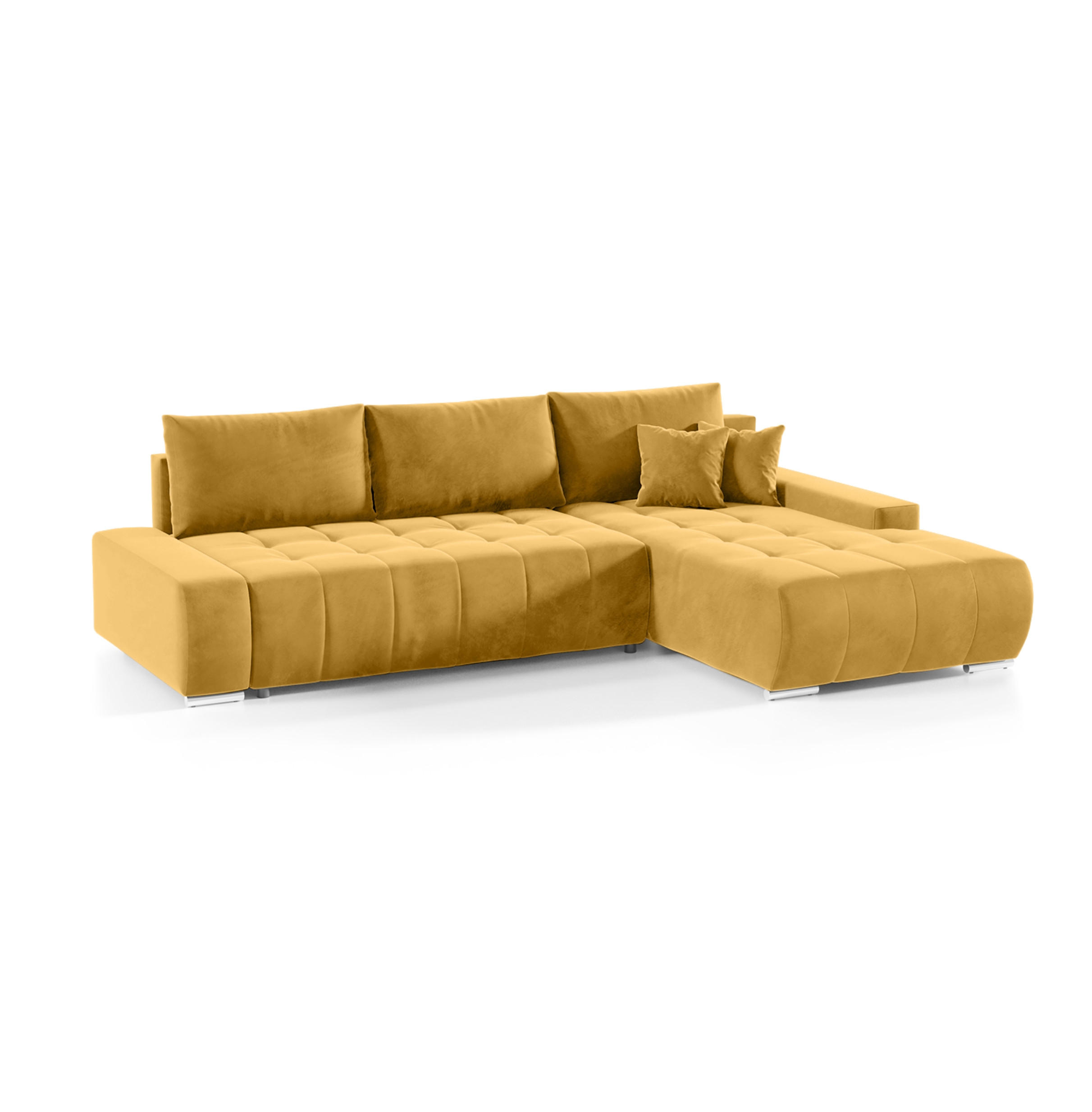 ECKSOFA mit Schlaffunktion Dhaka L, Honig - Honig, Textil (185/265cm) - Fedve