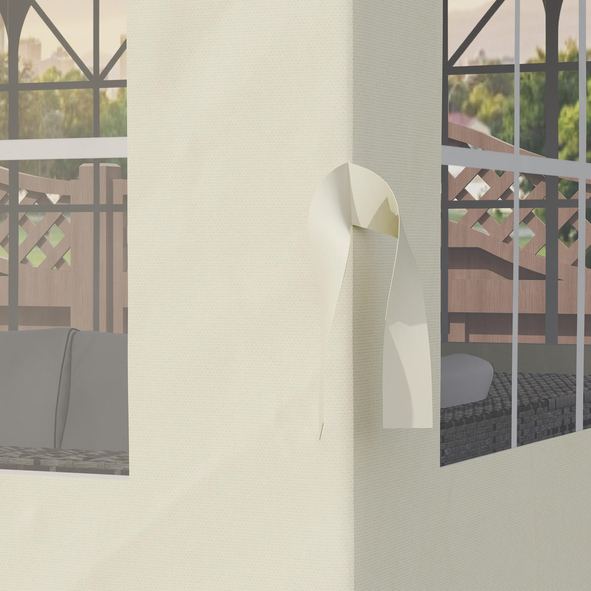 PAVILLON-SEITENWÄNDE, 4 Seitenwand-Paneele für Gartenpavillon, mit Reißverschluss, 3 x 3 m Pavillon, Cremeweiß - Creme, Textil (302/205/1cm)