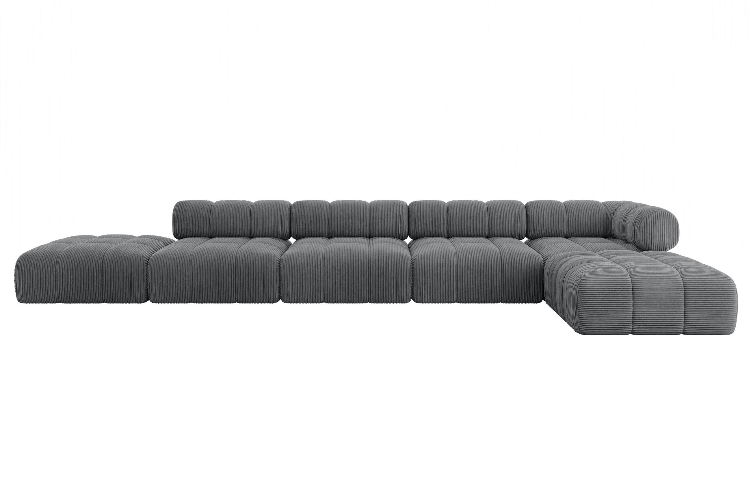 ECKSOFA modulares Sofa Kerru-L3 - 475x190x70 cm Dunkelgrau Cord - Dunkelgrau, Holzwerkstoff/Textil (475/190cm) - ALTDECOR