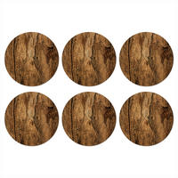 GLASUNTERSETZER 6er-Set Rund Baumstamm - Holz - Textur 10x10 cm - Wildeiche, Naturmaterialien (10/0.2cm) - MuchoWow