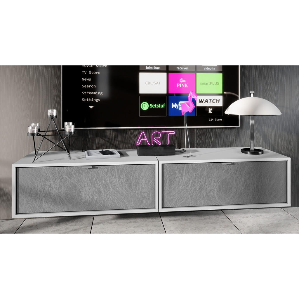 Thumbnail - Vladon Lowboard, Silber, Holzwerkstoff, 80x37x29 cm, Wohnzimmer, Wohnwände, Lowboards, Lowboards stehend