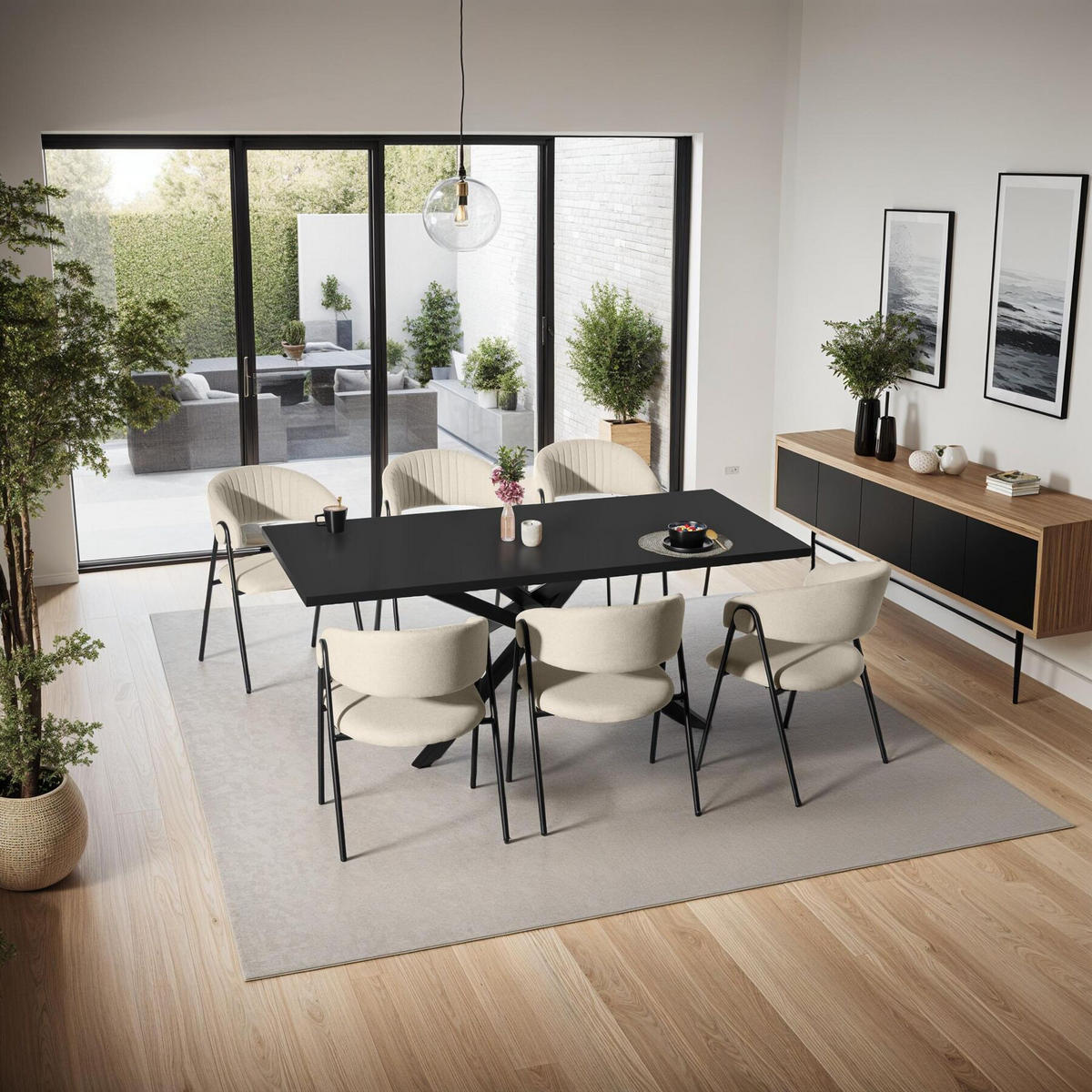 ARMLEHNENSTUHL 6er Set Bedano 60 x 58 x 85 cm greige - Greige, Kunststoff (60/85/58cm) - tectake