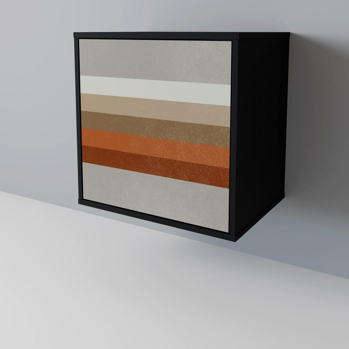 SIDEBOARD PECULIAR TRAIL, Schwarz, 57,5x42x70,5 cm, Schwarze Metall-Sternfüße - Multicolor/Schwarz, Holzwerkstoff/Metall (57.5/70.5/42cm) - SpaceRebels