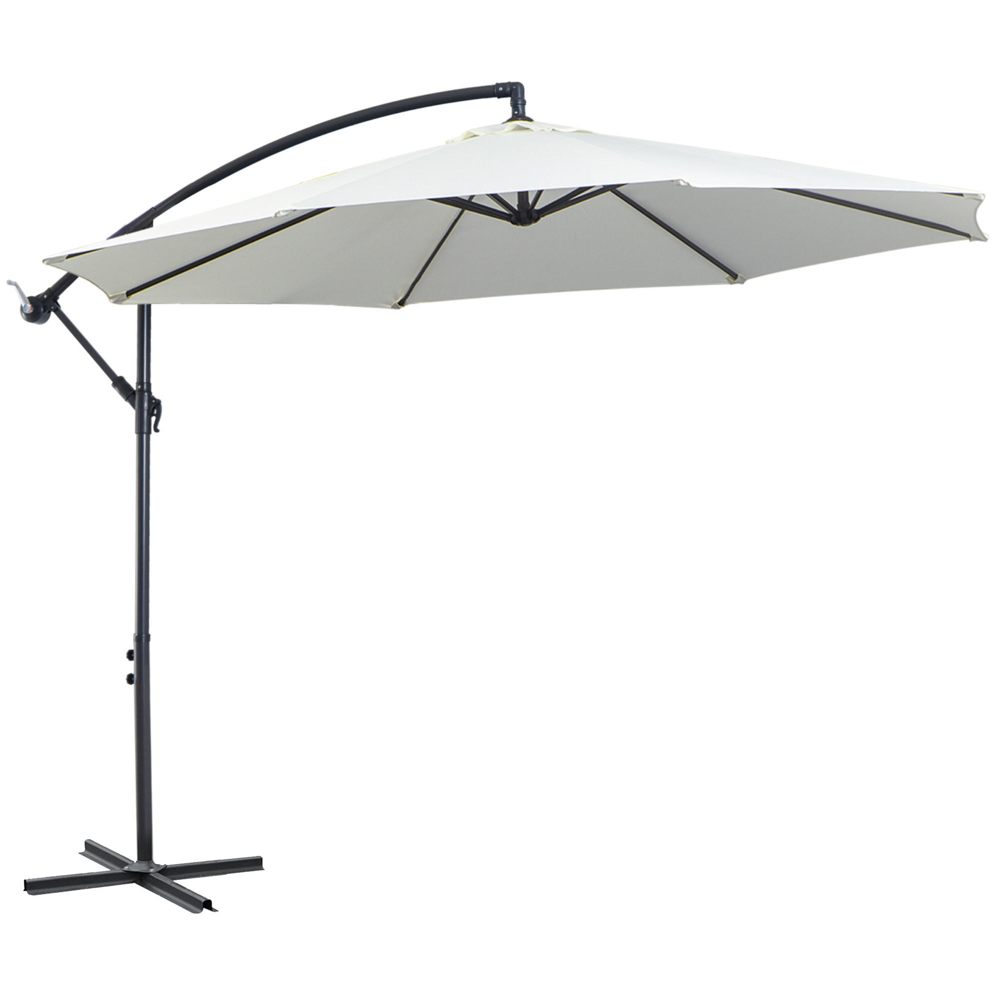 AMPELSCHIRM aus Stahl 295x295x245 cm in Weiß mit Handkurbel - Weiß, Metall (295/295cm) - Modfu