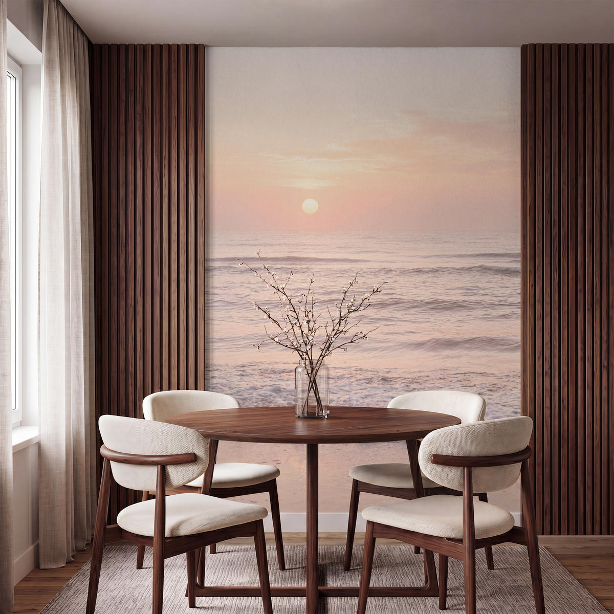 TAPETE - Sonne - Strand - Rosa - 140x220 cm - Hellrosa, Papier (140/220cm) - OnlyWow