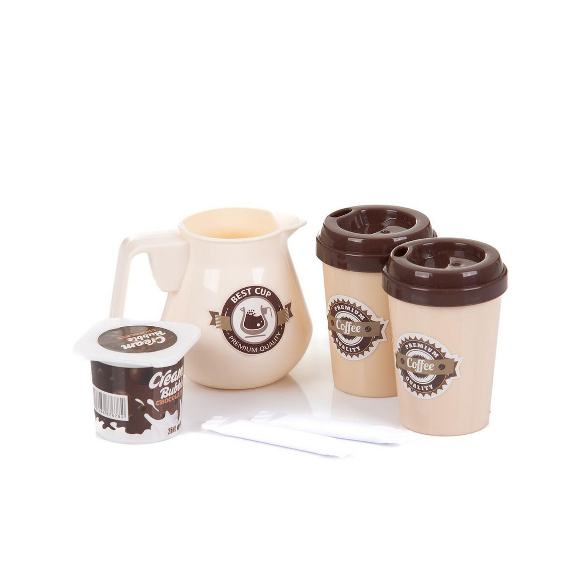 KAUFLADEN Coffee Shop 41-teilig braun Coffee-Shop, Kartengerät, Kaffeemaschine, Wassertank, Becher, Geld - Braun, Kunststoff (12/20/43cm) - Chipolino