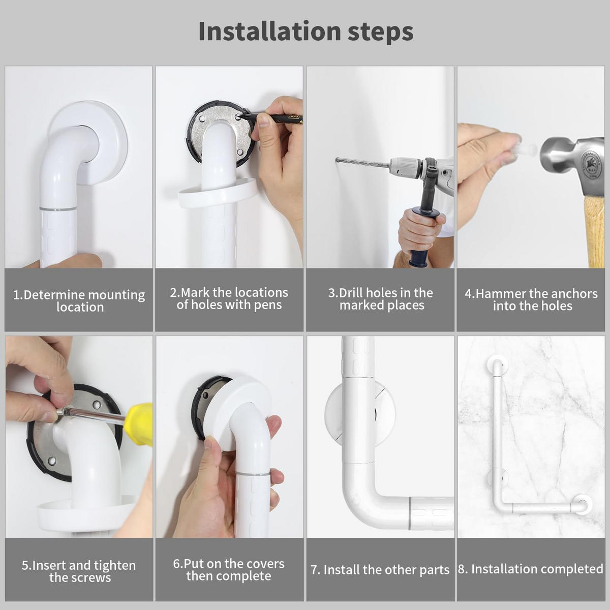 HALTEGRIFF WC Dusche Edelstahl 40/60 cm Für Senioren - Silberfarben, Metall (4.5/60/40cm)
