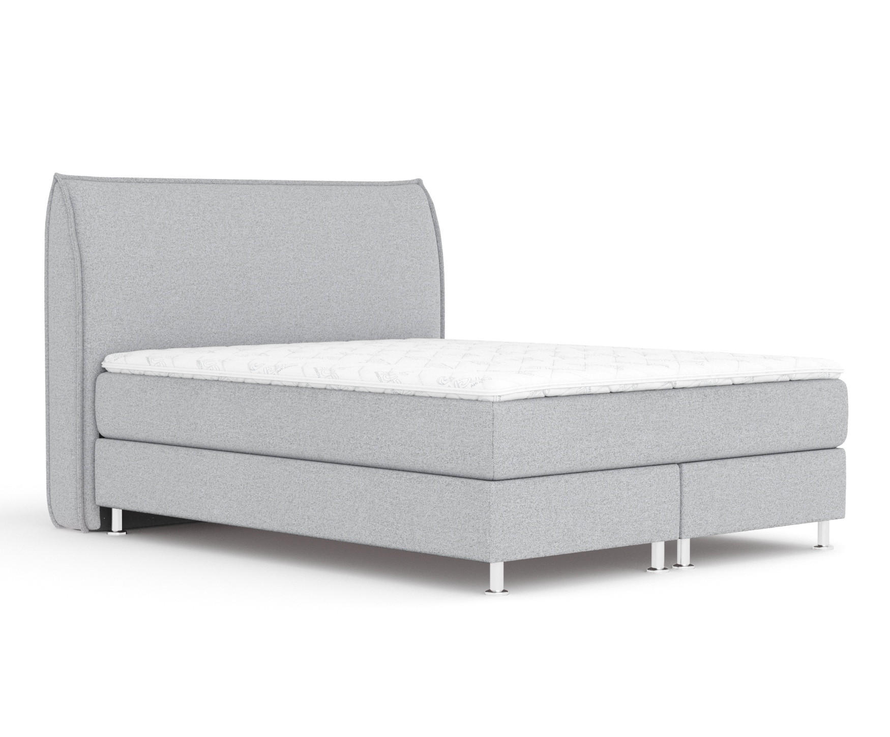BOXSPRINGBETT Chermin Hellgrau 140/200 cm mit Latex-Topper - Silberfarben/Hellgrau, Holz/Holzwerkstoff (140/200cm) - Maison de Reve