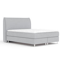 BOXSPRINGBETT Chermin Hellgrau 140/200 cm mit Latex-Topper - Silberfarben/Hellgrau, Holz/Holzwerkstoff (140/200cm) - Maison de Reve