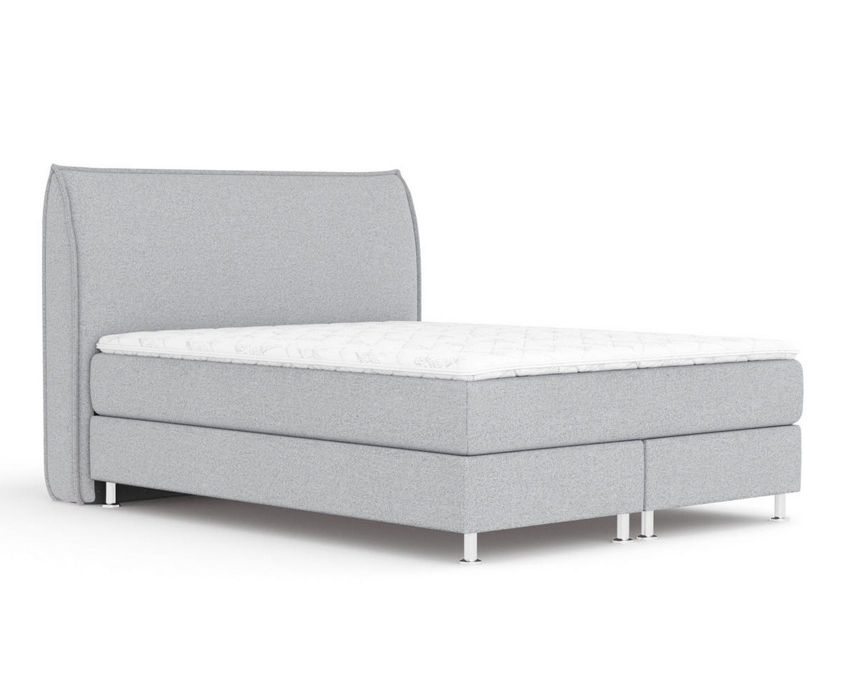 BOXSPRINGBETT Chermin Hellgrau 140/200 cm mit Latex-Topper - Silberfarben/Hellgrau, Holz/Holzwerkstoff (140/200cm) - Maison de Reve
